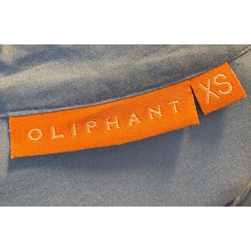Oliphant Design Henley Blue Button Puff Tiered Cotton Midi Dress - Picture 3 of 5